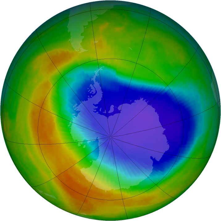 Antarctic ozone map for 22 October 2003